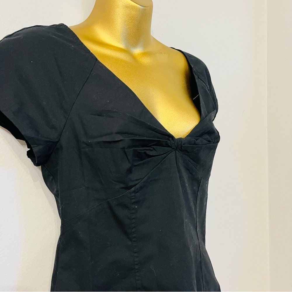 Madewell Black‎ V-Neck Blouse – Twist Front – Cap Sleeve – Size 0 (NWT) - Picture 3 of 5
